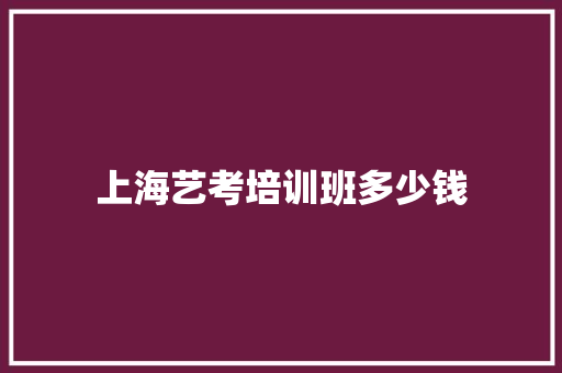 上海艺考培训班多少钱