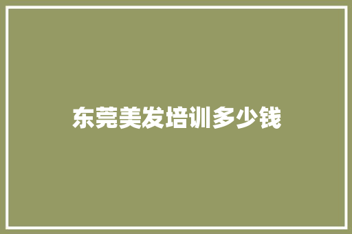 东莞美发培训多少钱