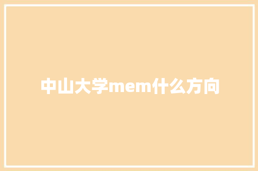中山大学mem什么方向