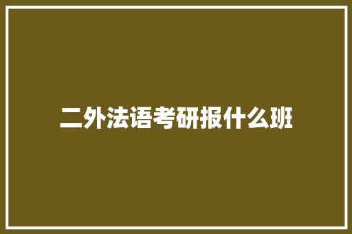 二外法语考研报什么班