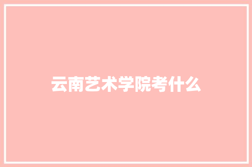 云南艺术学院考什么