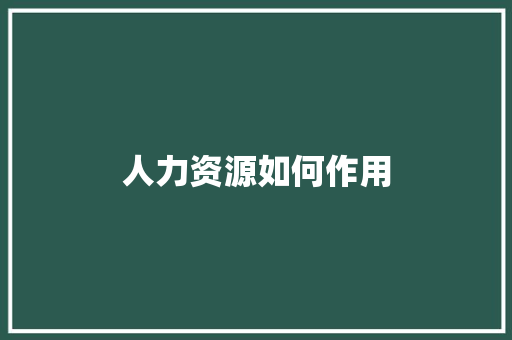 人力资源如何作用