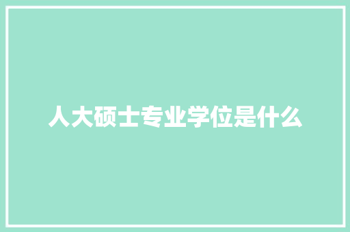 人大硕士专业学位是什么