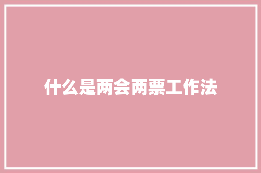 什么是两会两票工作法