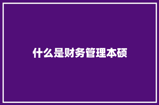 什么是财务管理本硕
