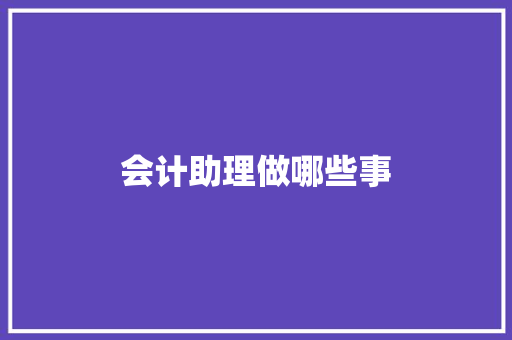 会计助理做哪些事