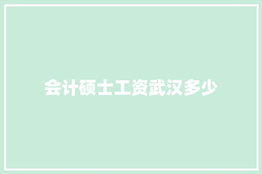 会计硕士工资武汉多少