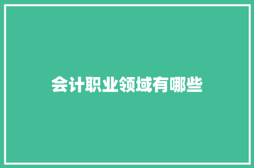 会计职业领域有哪些