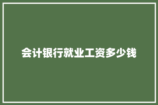 会计银行就业工资多少钱