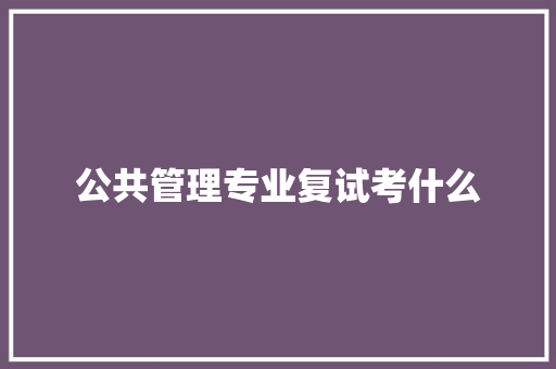 公共管理专业复试考什么