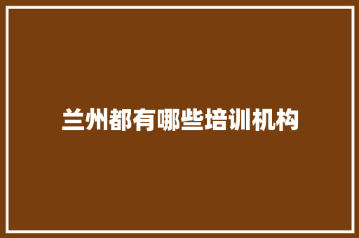 兰州都有哪些培训机构