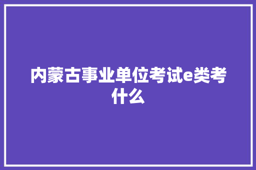 内蒙古事业单位考试e类考什么