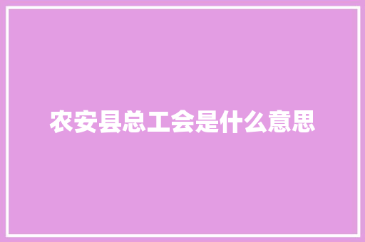 农安县总工会是什么意思
