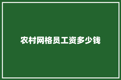 农村网格员工资多少钱