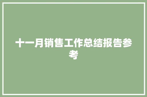 十一月销售工作总结报告参考