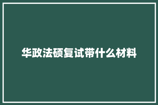 华政法硕复试带什么材料