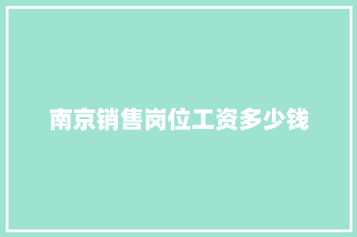 南京销售岗位工资多少钱