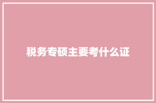 税务专硕主要考什么证