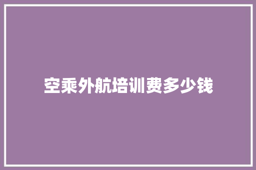 空乘外航培训费多少钱