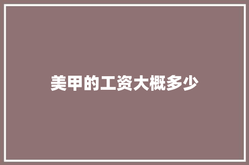 美甲的工资大概多少