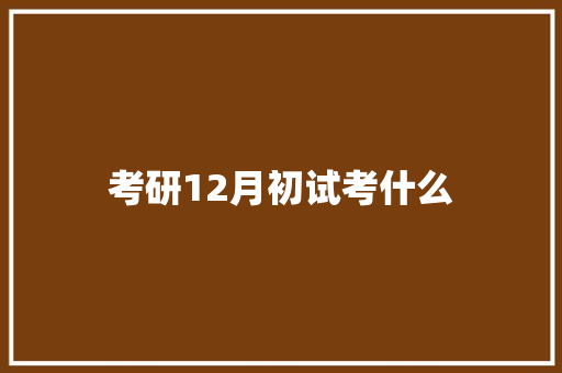 考研12月初试考什么