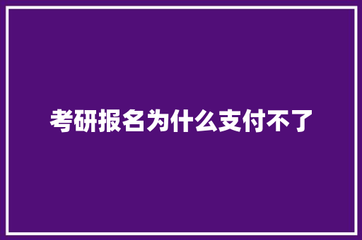 考研报名为什么支付不了