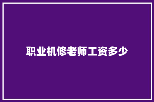 职业机修老师工资多少