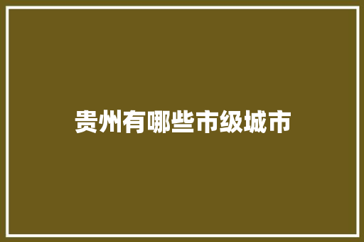 贵州有哪些市级城市