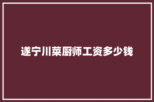 遂宁川菜厨师工资多少钱