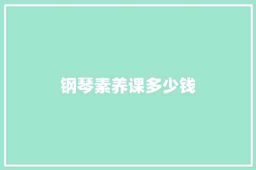钢琴素养课多少钱