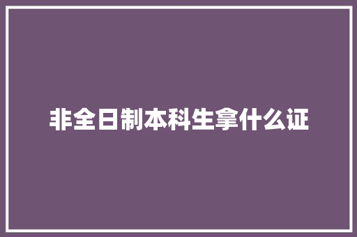 非全日制本科生拿什么证