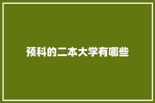 预科的二本大学有哪些