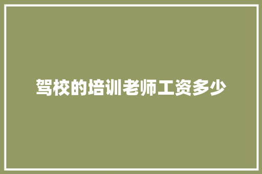 驾校的培训老师工资多少