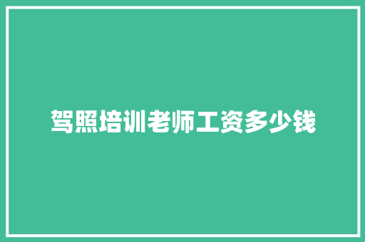 驾照培训老师工资多少钱