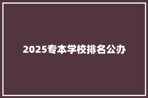 2025专本学校排名公办