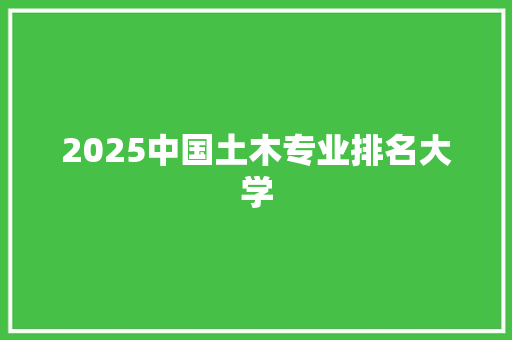 2025中国土木专业排名大学