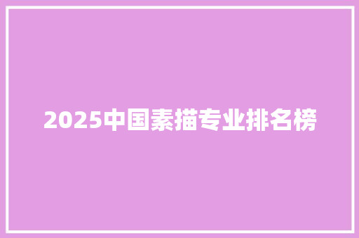 2025中国素描专业排名榜