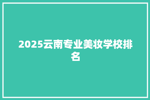 2025云南专业美妆学校排名