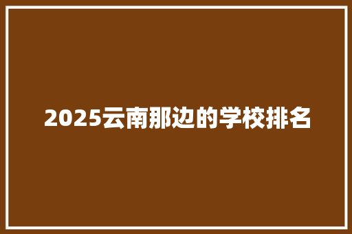 2025云南那边的学校排名