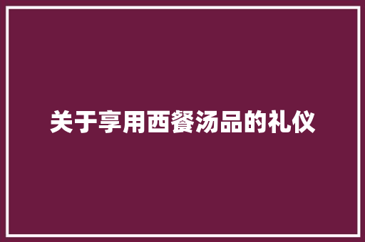 关于享用西餐汤品的礼仪