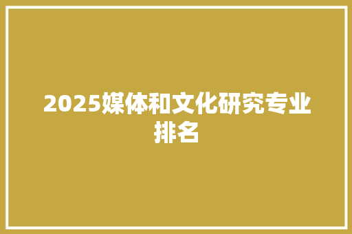 2025媒体和文化研究专业排名