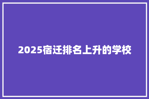2025宿迁排名上升的学校