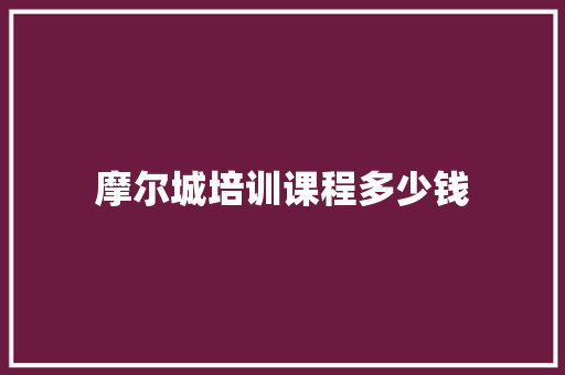 摩尔城培训课程多少钱