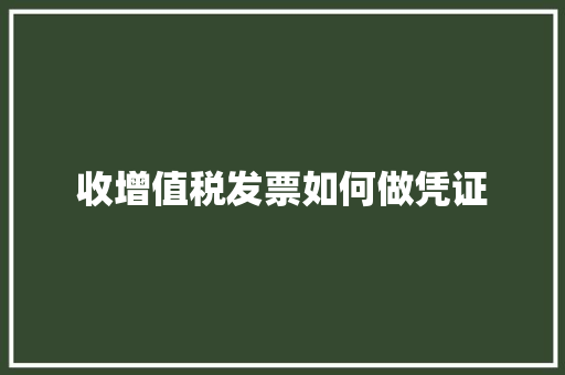 收增值税发票如何做凭证