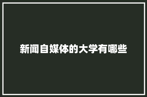 新闻自媒体的大学有哪些