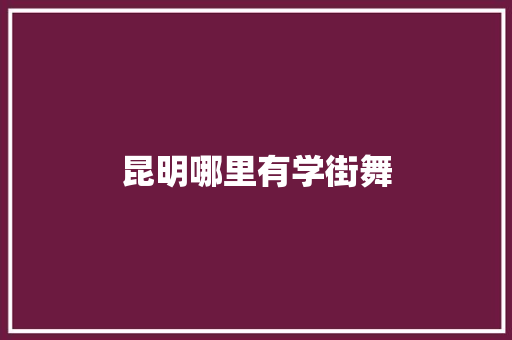 昆明哪里有学街舞