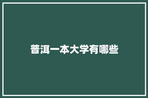 普洱一本大学有哪些