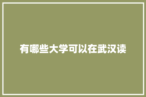 有哪些大学可以在武汉读