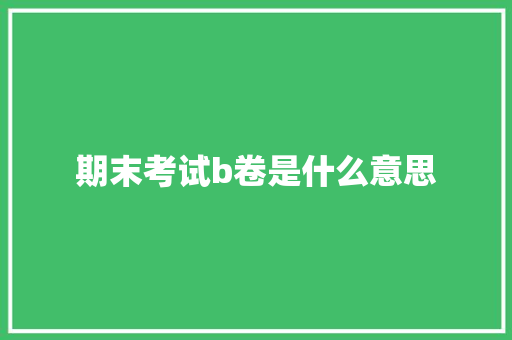 期末考试b卷是什么意思