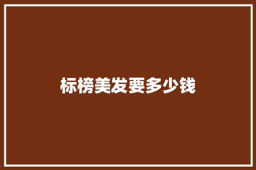 标榜美发要多少钱
